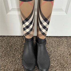 Burberry Beige and Black Rainboots